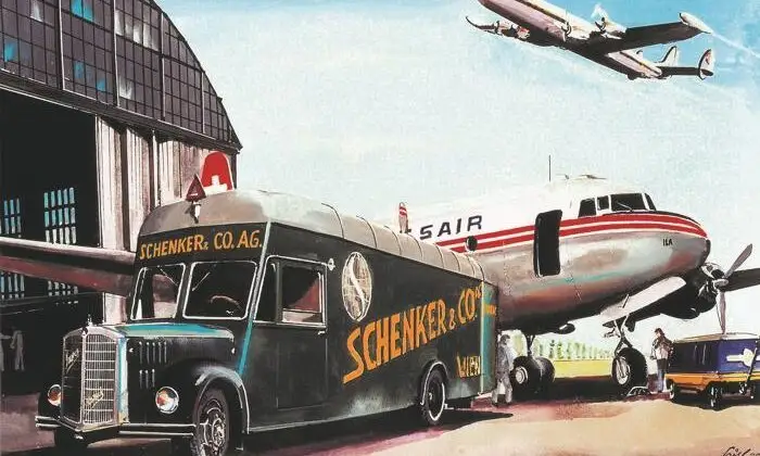 Jubiläum - Schon in den 1950ern bot Schenker sowohl Landverkehre, See- und Luftfracht an. (Foto: DB Schenker)