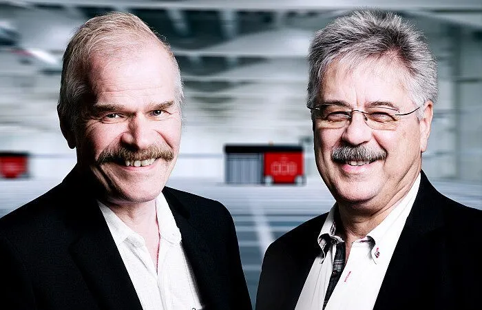 Cube Storage – J. Hatteland (re.) und I. Hognaland ziehen heuer als die neuen Helden der Logistik in die Ruhmeshalle der Logistik (Logistics Hallo of Fame) ein. (Foto: LHoF / RS MEDIA WORLD Archiv)