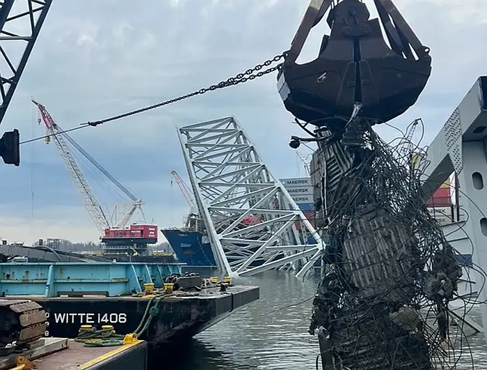 Baltimore – Die Bergungsarbeiten der Brücken-Havarie in Baltimore sind in vollem Gange. (U.S. Coast Guard, mit freundlicher Genehmigung)