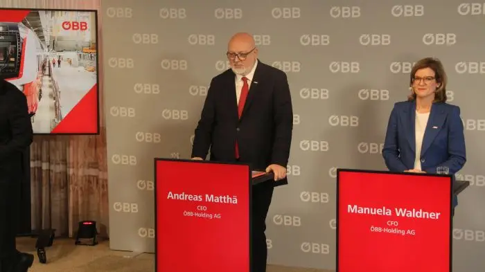 ÖBB - (v.l.) A. Matthä und M. Waldauer präsentieren eine passabler Bilanz 2025. (Foto: HJS MEDIA WORLD)