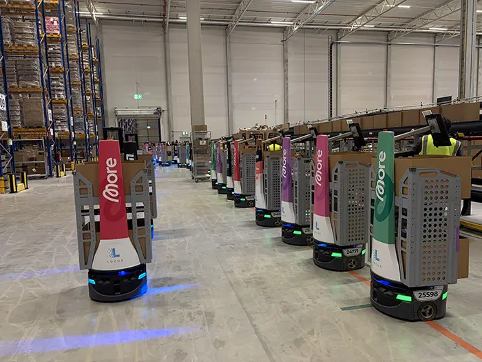 RaaS – Die Robotlösung von Locus Robotics verschafft TQG eine nahezu frei skalierbare Automationslösung. (Foto: Locus Robotiucs / HJS archive)